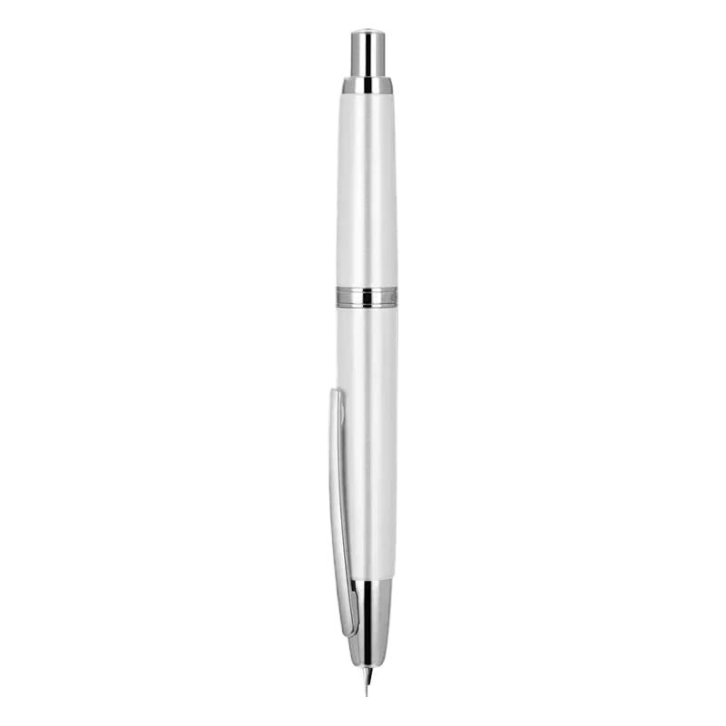 Stylo plume rétractable blanc lot de 10 stylos en métal pointe fine F pour écriture scolaire