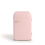 CREATE / RETRO FRIDGE 83.5 ROSE GOLD/Frigorífico rosa pastel maneta oro rosado / 98W, bajo consumo, 2 estantes, regulador temperatura, botellero, 56x54x84cm