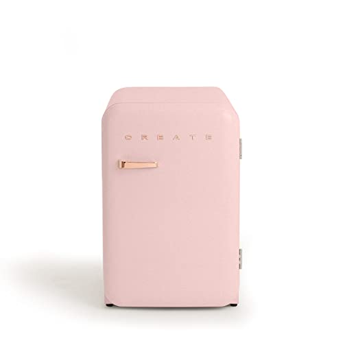 CREATE / RETRO FRIDGE 83.5 ROSE GOLD/Frigorífico rosa pastel maneta oro rosado / 98W, bajo consumo, 2 estantes, regulador temperatura, botellero, 56x54x84cm