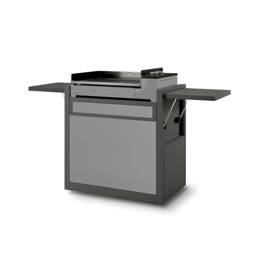 Forge Adour – Chariot Plancha Premium 60 cm Acier Noir et Gris, 4 Roues Pivotantes, Tablettes Rabattables, Compatible Plancha Premium Gaz ou Electrique 60...