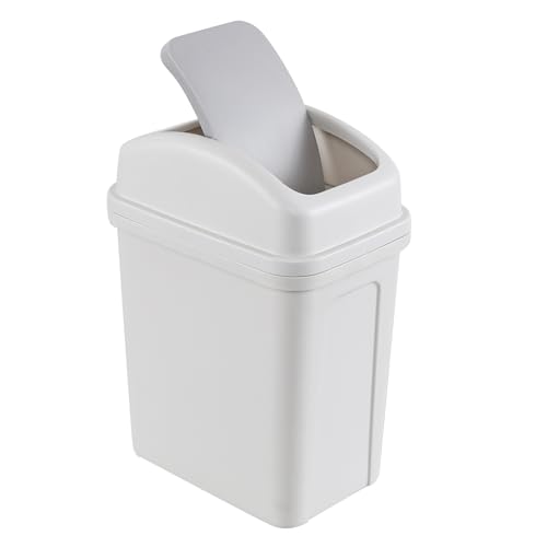 Poubelle de salle de bain 7L plastique gris compacte à couvercle basculant