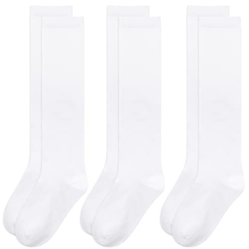 Sarfel 3 Pairs Girls Knee High Socks School Uniform Sock Long Socks for Girls Boys Seamless Dress Sock Cotton 3-18 Years4
