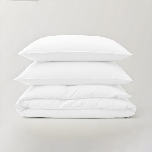 LINENWALAS Luxurious 1200 Thread Count Supima Cotton Single Size Duvet Cover Set 140x200 cm, Premium Cotton Zipper Closure and Corner Ties, Soft Premium Bedding Set (Single, White)