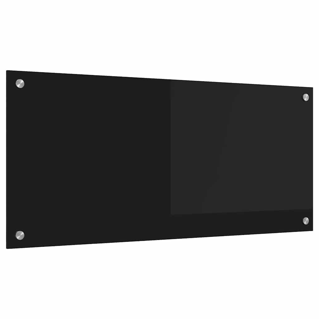 vidaXL Kitchen Backsplash Black 90 x 40 cm Tempered Glass, Modern, Durable Kitchen Surface Design: Heat-Resistant Glass Backsplash for Stylish Upgrades and Contemporary Decor
