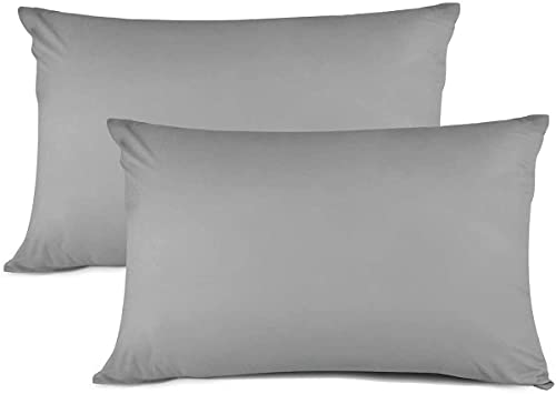 Egyptian Cotton 200 Thread Count Pillow Cases 2 Pack (Grey Silver), Standard
