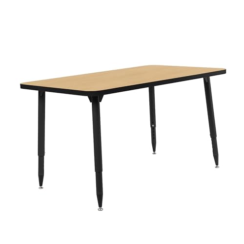 Image of Adapte Commercial Classroom Activity Table - 30 inch x 48 inch Rectangle, ADA Compliant Tapered Legs with Glides & Casters, Adjustable Height 22-34 inch Wheelchair Accessible, School & Office Furniture
