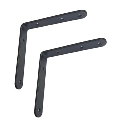Image of Q1 Beads Metal Heavy Duty (3 mm) L Angle Bracket Clamp - Right Angle Brace for Wood Furniture & Metal, Includes Screws (Black Powder Coated) (5x5-4 Pcs)