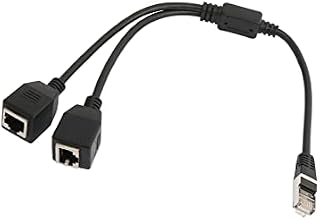 RJ45 Network Splitter Cable, 1 Male to 2 Female Y Type LAN Ethernet Cable, Network Splitter Adapter Extension Cable Connector Compatible Cat5, Cat6, 25 CM
