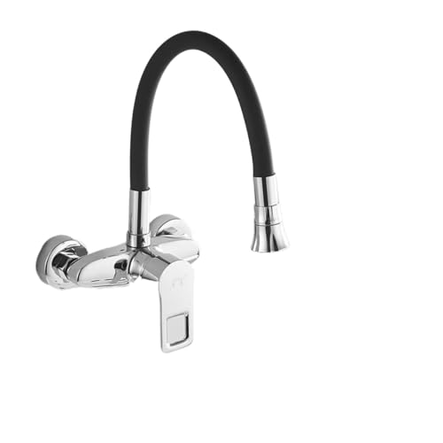 Grifo de cocina de pared negro mate con manguera flexible de acero inoxidable SUS304 3