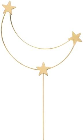 Decoración de pastel de metal para decoración de pastel de estrella y luna para baby shower, fiesta de cumpleaños de niños y niñas, oro de boda