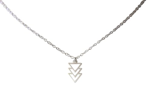 Collier argent massif pendentif 3 triangles : bijou géométrique femme 925