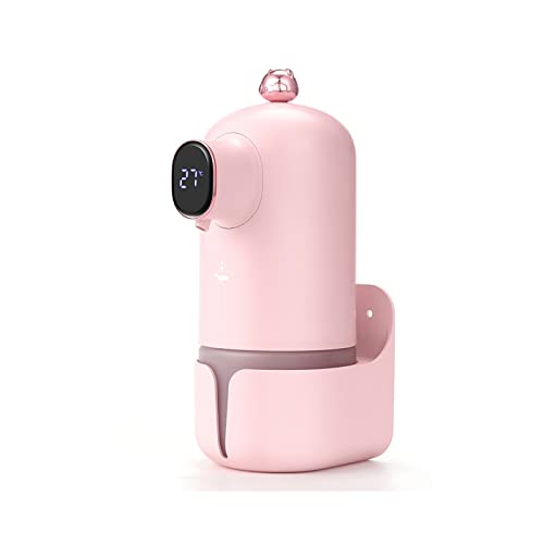 Dispensador de jabón, dispensadores de jabón de espuma recargable por USB, sensor infrarrojo inteligente, dispensador de jabón sin contacto para decoración del hogar y baño (color: rosa)