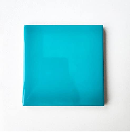 Set Of 9 Ceramic Tiles 3.94 X 3.94" Solid Color Versatile And Long-Lasting Wall And Floor Decor Backsplash Kitchen Bathroom (Turquoise) #TOP1