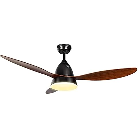 Simplux Ceiling Fans, 52" Ceiling Fan with LED Frosted Light and Remote Control，Brushed Nickel Finish Blades for Living Room Kitchen Bedroom Dining Room, Brown-black Cover