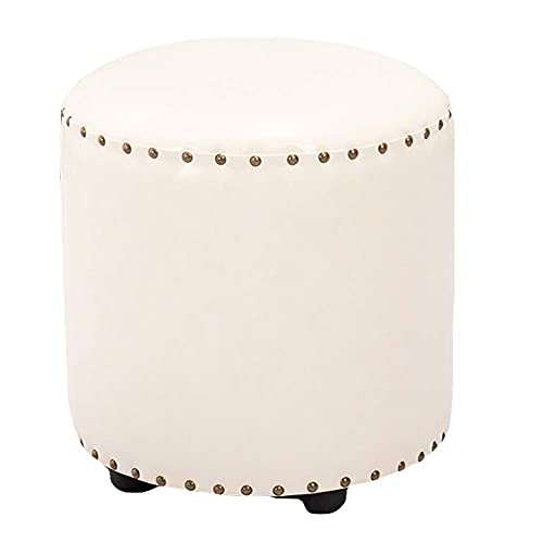 Repose-jambes escabeau pouf blanc et petit tabouret cube de salon - 2