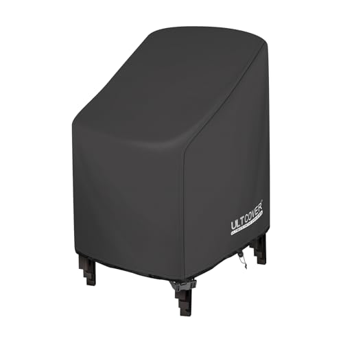 ULTCOVER Stackable Patio Chair Cover Waterproof Outdoor Stack of Chairs Cover Fits Up to 26W x 30D x 45H inches Balck