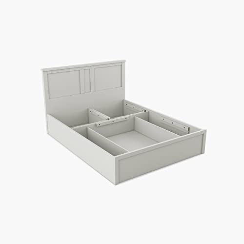 Image of Home Centre | Helios Reynan Aster King Size Bed with Hydraulic Storage | Engineered Wood | White | 1 Year Warranty