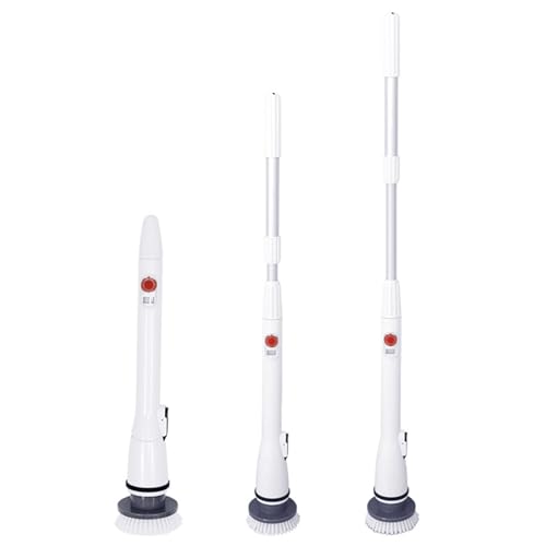 Ruiqas コードレス電気スピン タブのタイルの床の壁の長いハンドル 5 ブラシ ヘッドと強力なシャワーのスクラバー