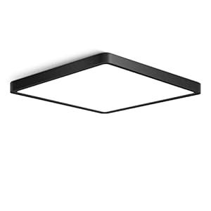 12 inch Square LED Ceiling Light, 24W CRI 90, 5000K Daylight Super Bright Ceiling Lights, 3200LM Black Flush Mount LED Lamp, Recessed Lighting fixtures for Kitchen Bathroom Bedroom Hallway Office