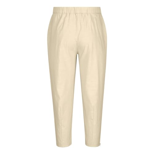 Capris for Men Casual Side Split Linen Pants Basic Fit Summer Beach Pants Elastic Waist Cropped Sweatpants Pant4