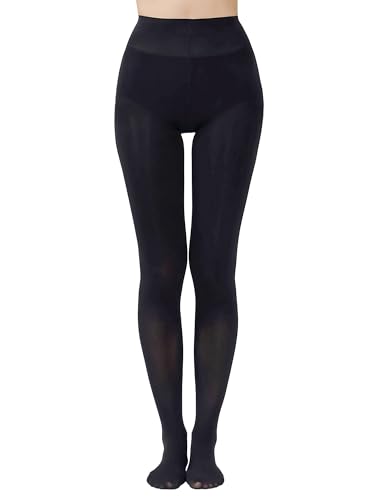 Malustar Medias opacas de 60 denier para mujer, suaves y elásticas, 60 denier (negro), XL-XXL
