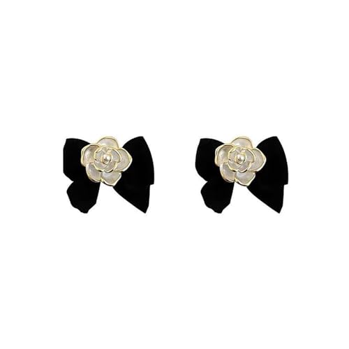 Kokoma Camellia Bow Knot Earrings for Women Girls Elegant Bow Ribbon Butterfly Knot Stud Earrings Wedding Statement Flower Dainty Ear Jewelry