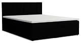 VENASI MÖBEL Lisa Boxspringbett mit Bettkästen H2/H3 Matratze und Topper (Schwarz, 140 x 200 cm)