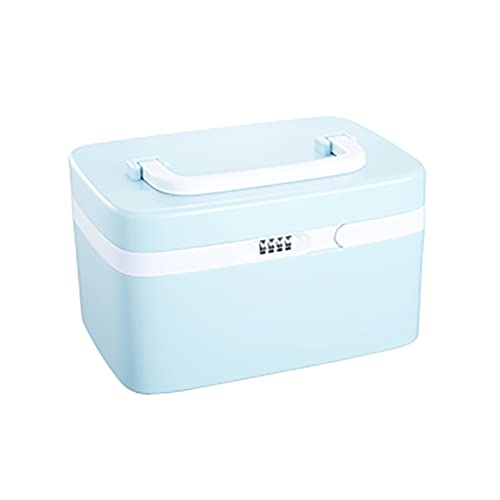 Boîte de médecine de grande capacité bleue avec serrure à code et rangement multicouche