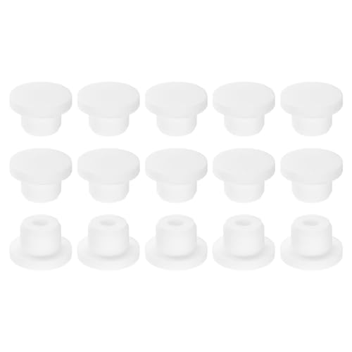 Image of uxcell 15Pcs Silicone Hole Plug, Waterproof Solid T-Shaped Rubber Stoppers Bottle Seal Tube Pipe Plug End Cap for 11.5mm /0.45 inch Hole for Bathtub Bottle, 0.35 inch Plug Height, White