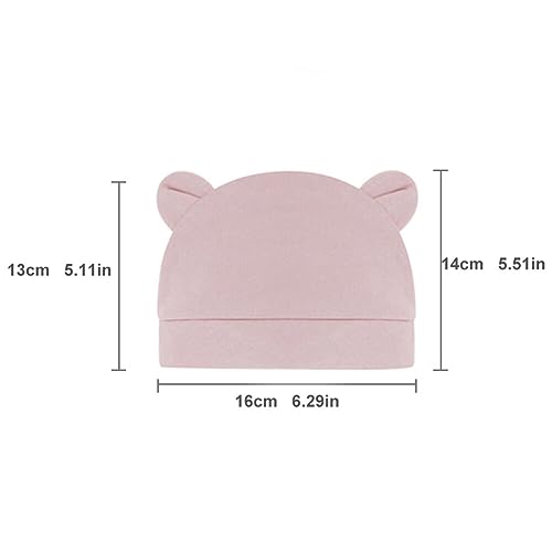 8 Pack Newborn Baby Hat with Ears, Unisex Baby Beanie Hat for Baby Girls Boys 0-6 Months2