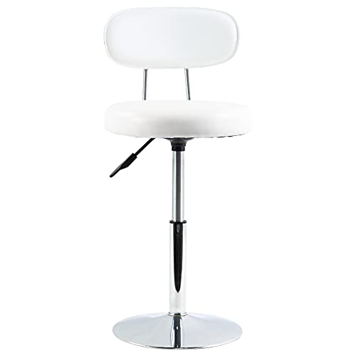 Furwoo Pu Leather Spa Salon Stool Small Desk Chair Step Stool Manicure Stool Shop Stool With Backrest Counter Stool Vanity Stool Small(White) #TOP6