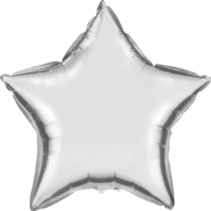 24" Jumbo Silver Star Mylar Balloons - Pack of 10