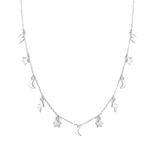Collier Femme éclair de Lune 925 bijou argent tendance pendentif lune