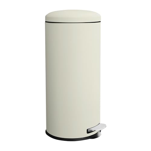 Caneca de basura redonda con tapa 30 litros beige
