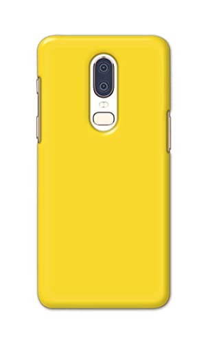 Image of Printed Hard Back Cover Case for OnePlus 6 Back Cover (Plain Yellow) -1803