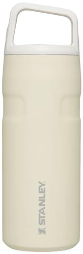 STANLEY IceFlow Cap and Carry Water Bottle 16 oz | Wide Mouth Twist Lid | Lightweight and Leakproof for Travel and Sports | Insulated Stainless Steel | BPA-Free | Cream Glimmer
