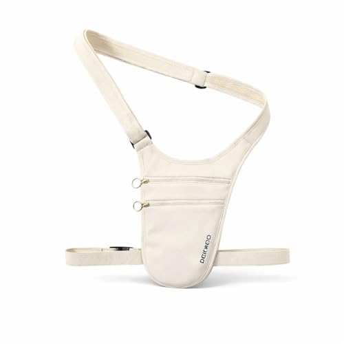 Image of Anti Theft Travel Money Belt Passport Holder Hidden Waist Pouch for Men Women Slim Waterproof Travel Wallet with Dual Straps for Phone Cash Cards Airport Running Hiking Daily Use White