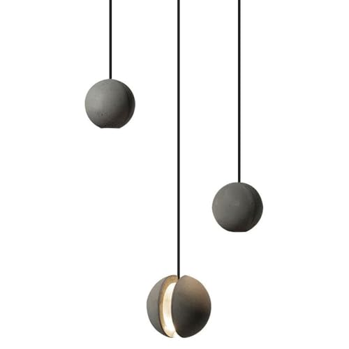 Lámpara colgante de cemento gris estilo nórdico de una luz 3
