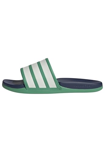 Image of adidas Unisex-Adult Adilette Comfort 2.0, Semi Court Green/White/Dark Blue, 11