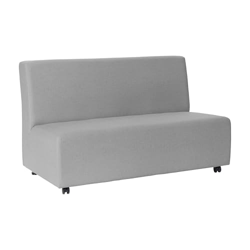 Image of Factory Direct Partners FDP Pro Series Upholstered Armless Mobile Sofa with Locking Casters for Portability Commercial Seating for Hotel Lobby, Office, Restaurant, Waiting Room, Home - Slate Gray