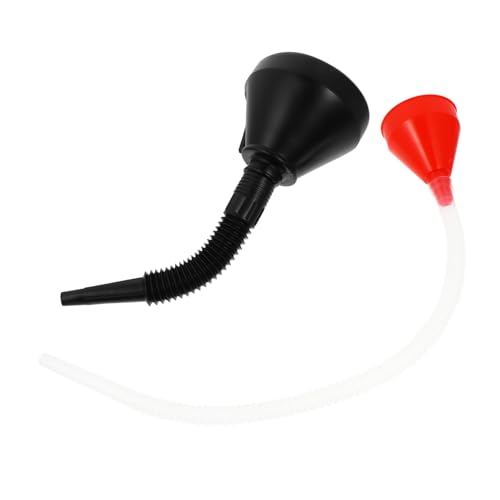 Entonnoir en plastique lot de 2 rouge et noir anti-déversement pour carburant automobile