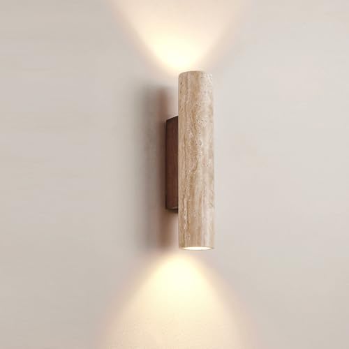 JIANKEXING Travertine Wall Sconce Light Natural Stone Wall Lamp Hardwired