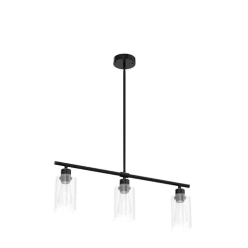 Yarlkav Kitchen Island Lighting, 3 Lights Linear Chandeliers Rectangle Pendant Light Fixtures for Dining Room Farmhouse Hanging Light with Glass Shades(Black) by Yarlkav - Used condition - Image 4