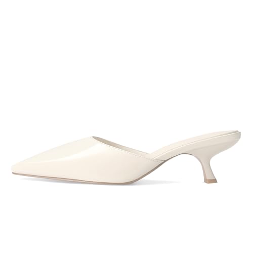 Image of ZJGZF Mesh Kitten Heels Mules for Women Closed Pointed Toe Slip on Backless Stiletto Slingback Low Heels Comfort Pumps Shoes