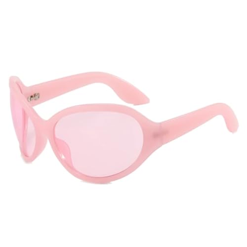 Lunettes de soleil ovales punk rose maxi format pour hommes et femmes tendance rétro