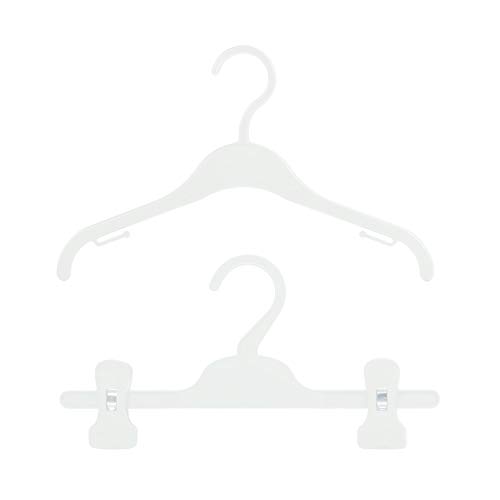 Hangerworld Set de 30 Perchas 30cm para Niños con Pinzas para Pantalones y Sin Pinzas para Tops Blanco