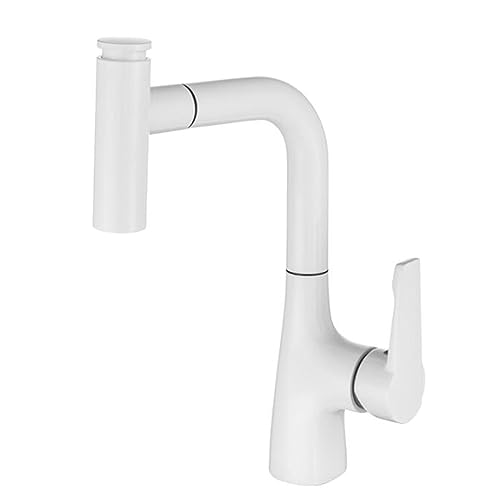 Mitigeur de lavabo extractible blanc en laiton pour une salle de bain moderne