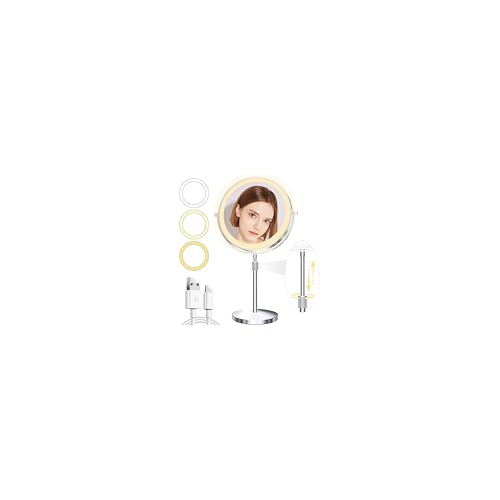 Unimiro 9inch Makeup Mirror with Lights, 1x/20x 5000mAh Makeup Mirrors with Light and Magnification...