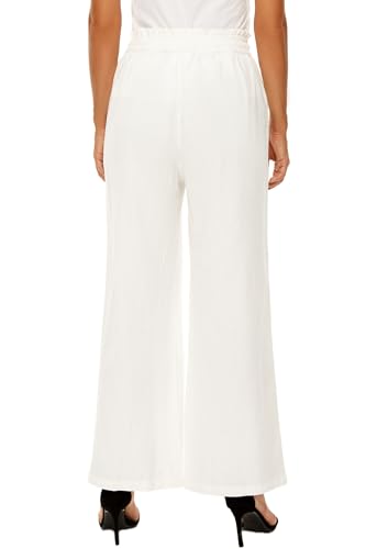 LNX Linen Pants for Women High Waisted Wide Leg Drawstring Casual Loose Pants with Pockets2