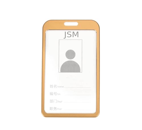 Image of Vertical i- Cards| Hard Metal ID Card Holder /Badge for Office| Compatible with Various Badge Holders, Clips, Lanyards, and Retractable Badge Reels (Pack of 3, Gold)